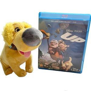 Disney Plush DUG Dog + UP Blu-Ray DVD Movie 3 Disc Set Disney Pixar Bonus